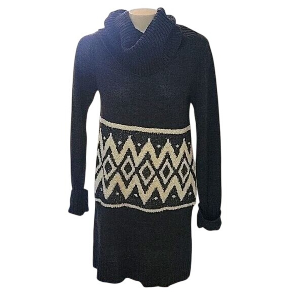CHARMING CHARLIE Turtleneck fairIsle Long sleeve Sweater Dress M‎ Winter Warm